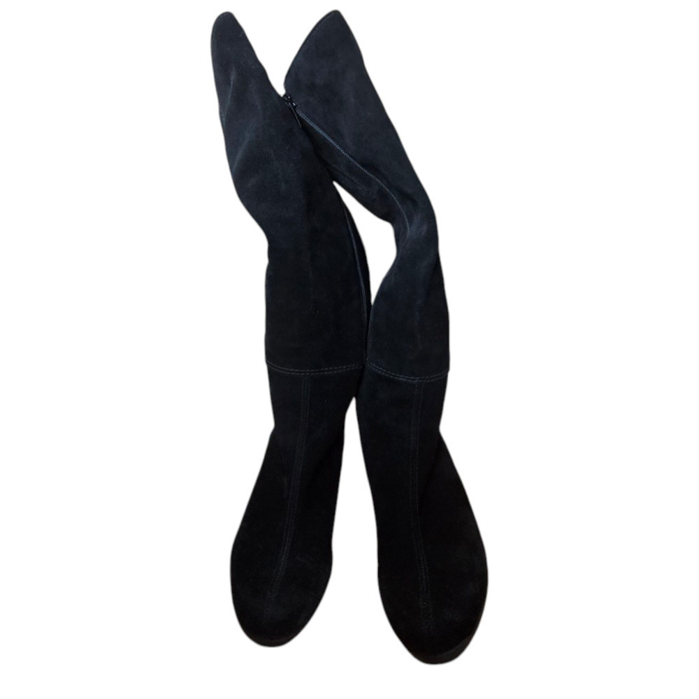 La Canadienne Beverly Black Tall Suede Boot Heel Size 6 Waterproof - Picture 4 of 8
